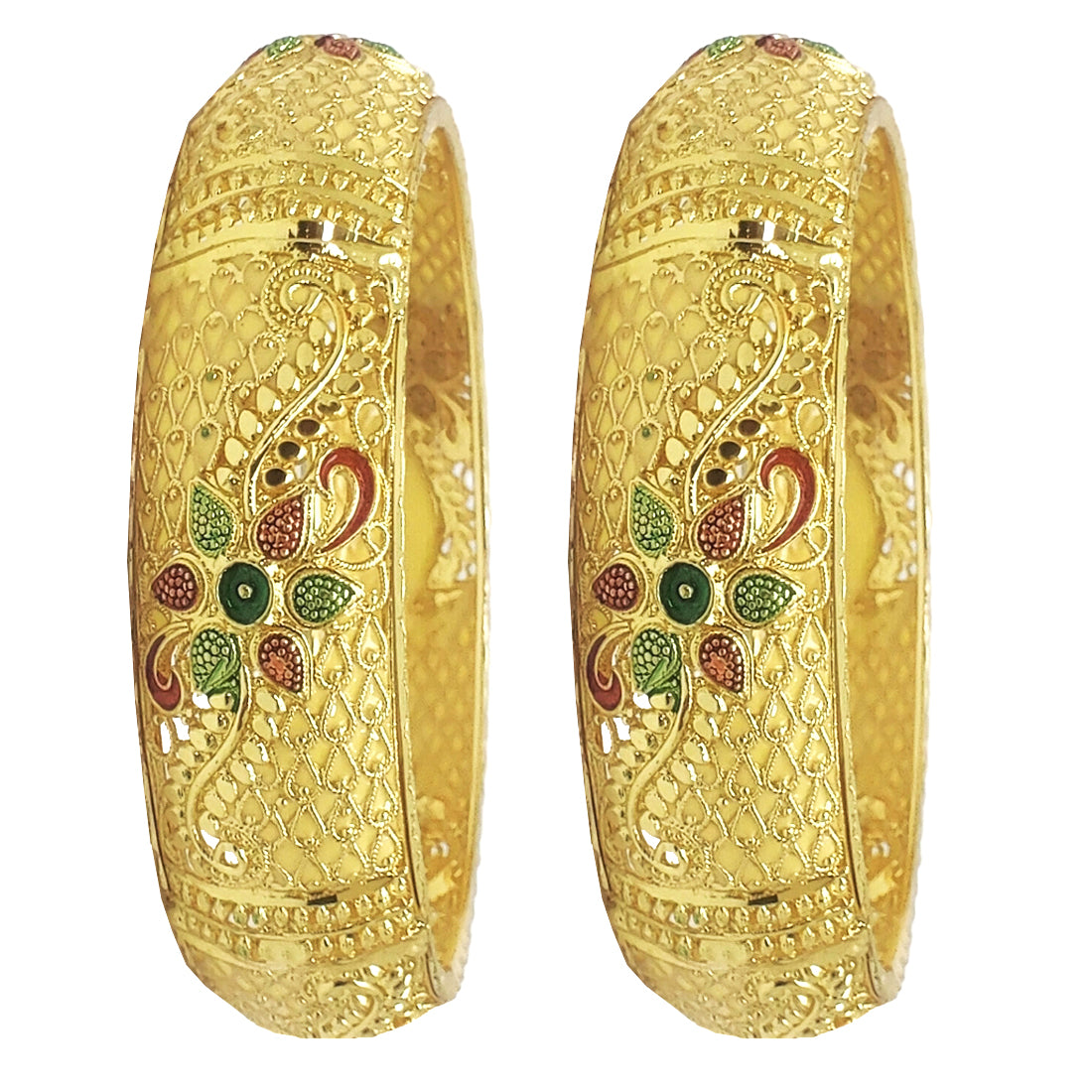 Jewels Kafe One Gram Gold Plated Bangle Set of 2 2.8