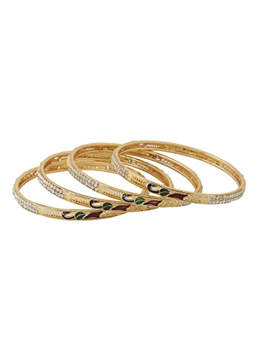 Jewels Kafe Gold Plated Peacock Bangle Set of 4