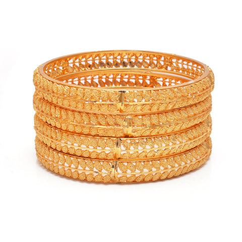 Jewels Kafe Delicate Design Gold Plated Bangle Set of 4 2.8