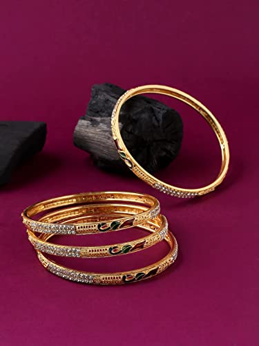 Jewels Kafe Gold Plated Peacock Bangle Set of 4