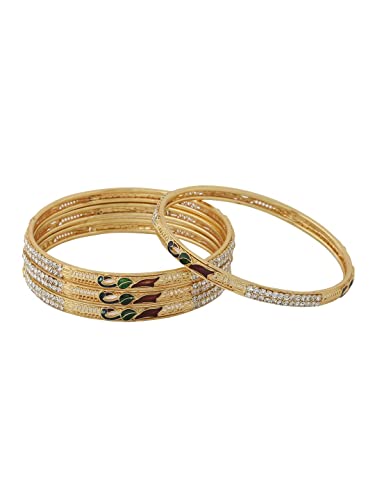 Jewels Kafe Gold Plated Peacock Bangle Set of 4