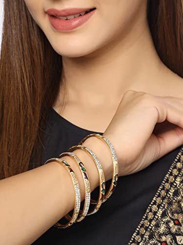 Jewels Kafe Gold Plated Peacock Bangle Set of 4