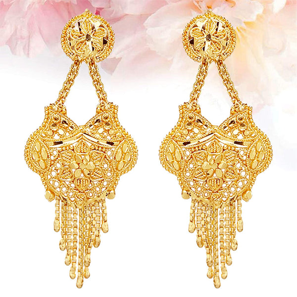 Jewels Kafe Party One Gram Gold Wax Forming Work Rani Haar Necklace Jewellery Set for Women(9 Inch Long)