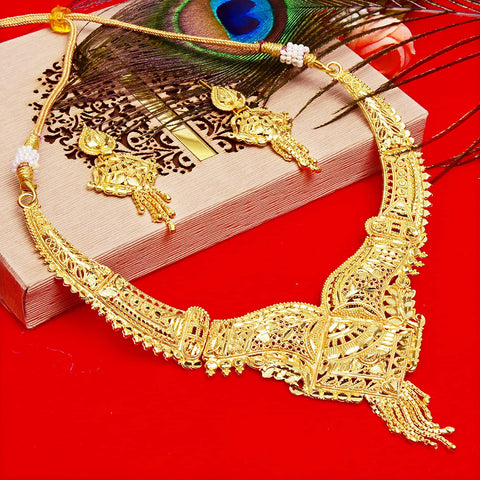 Jewels Kafe Combo of 2 Partywear One Gram Gold Wax Forming Work Rani Haar Necklace Jewellery Set for Women(9 Inch Long)