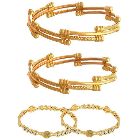 Jewels Kafe Gold Plated Bangle Combo Set of 4 2.8
