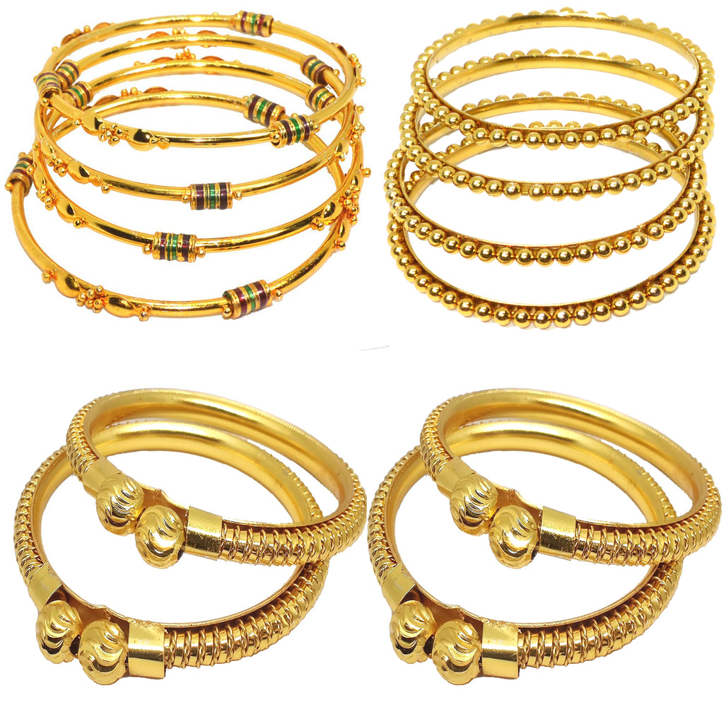Jewels Kafe Gold-Plated Bangle Set Combo(Pack of 12) 2.8
