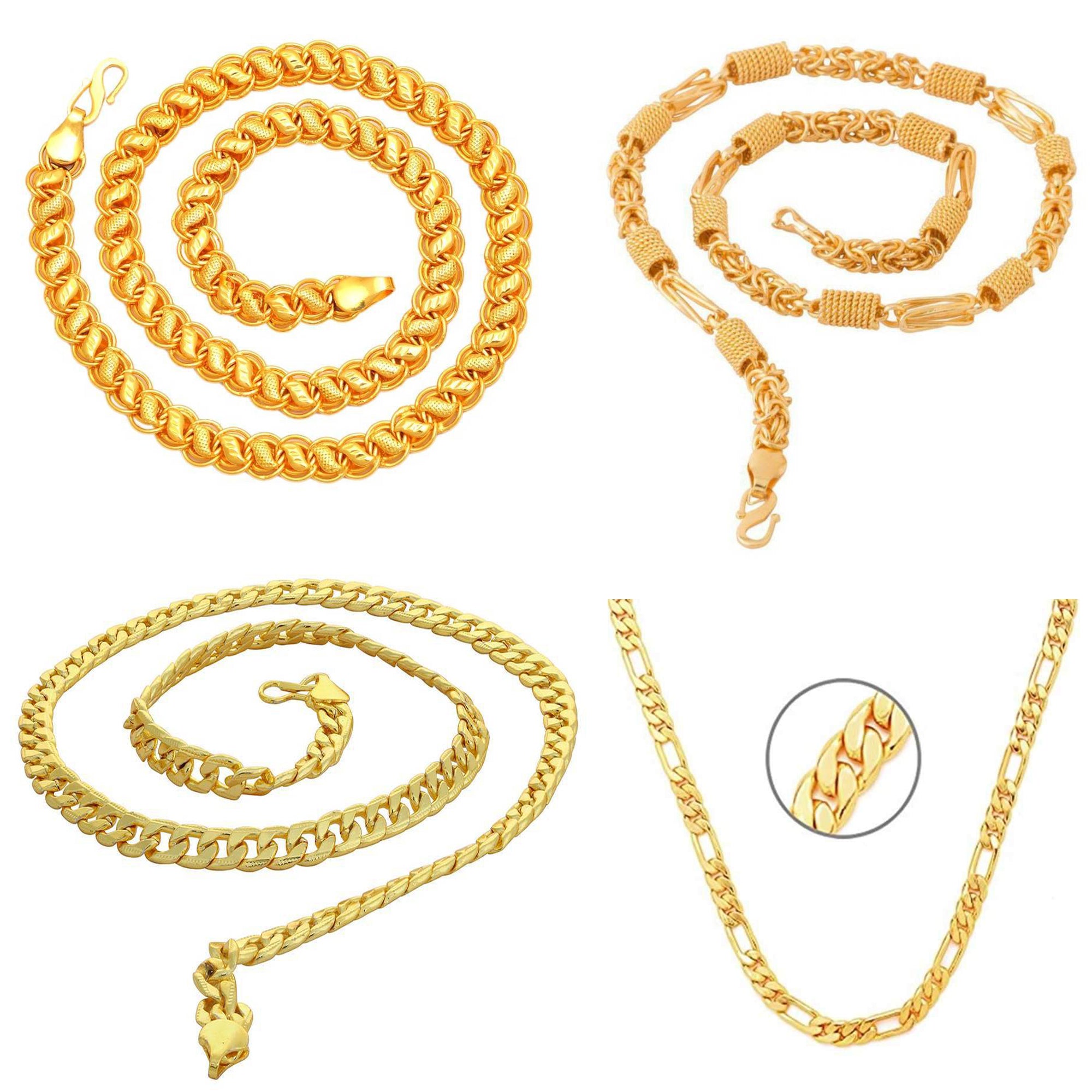 Jewels Kafe Trendy Gold Plated Brass Men's Chain Combo Pack of 4 Main image