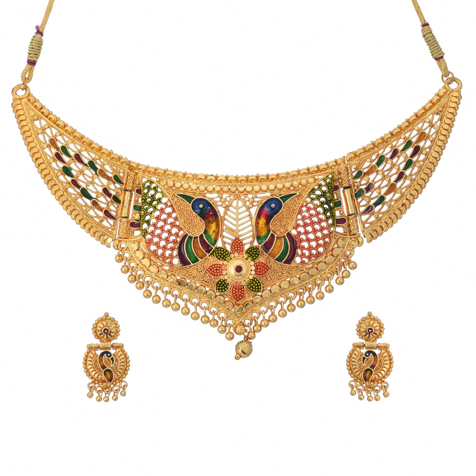Jewels Kafe Gold Plated Peacock Necklace Set