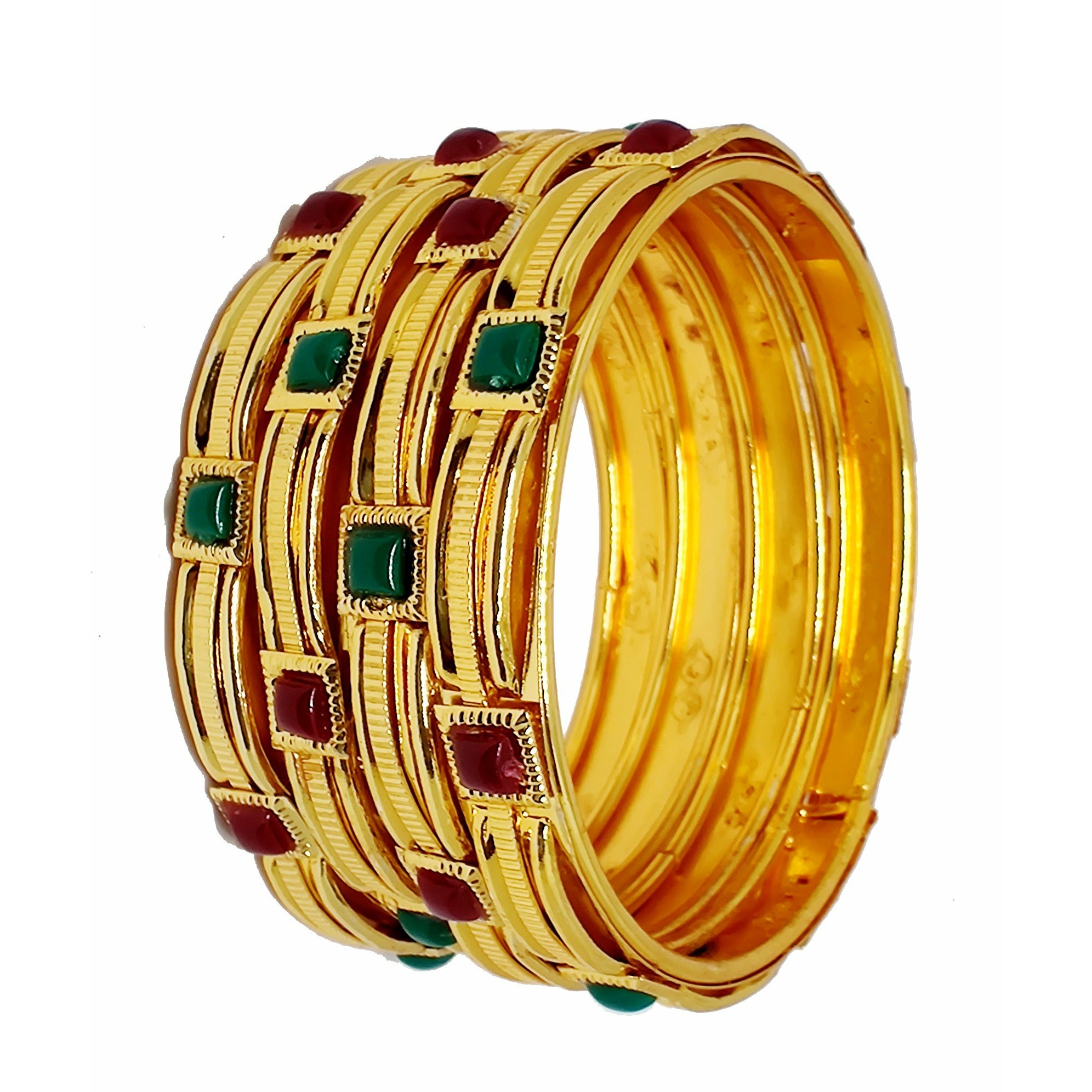 Jewels Kafe Delicate Design Gold Plated Bangle Set of 4 2.8
