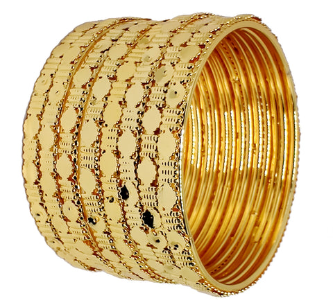 Jewels Kafe Delicate Design Gold Plated Bangle Set of 8