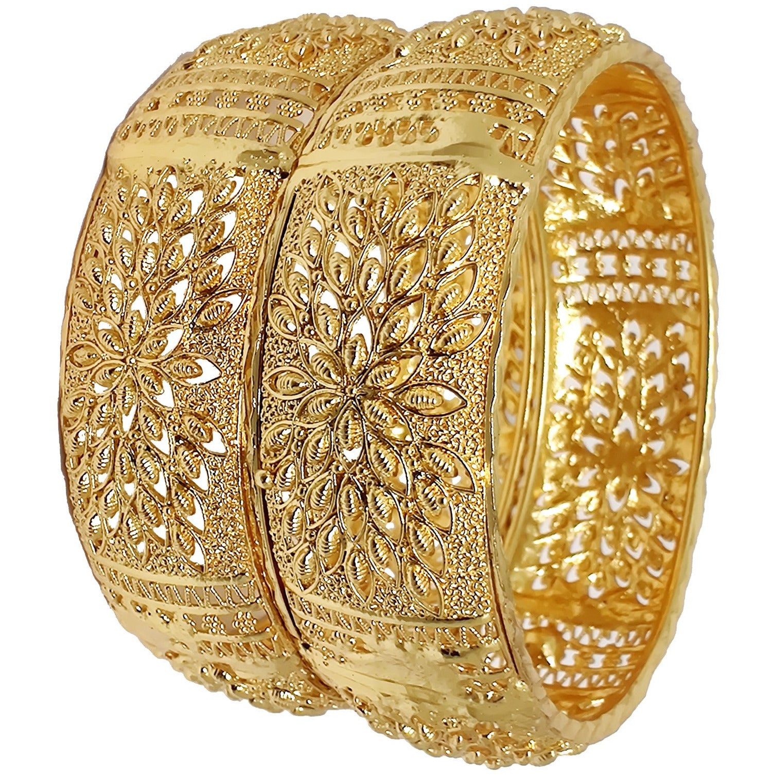 Jewels Kafe One Gram Gold Plated Bangle Set of 2 2.8