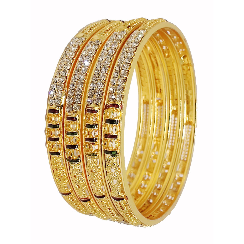 Jewels Kafe Gold Plated Bangle Set of 4 2.8
