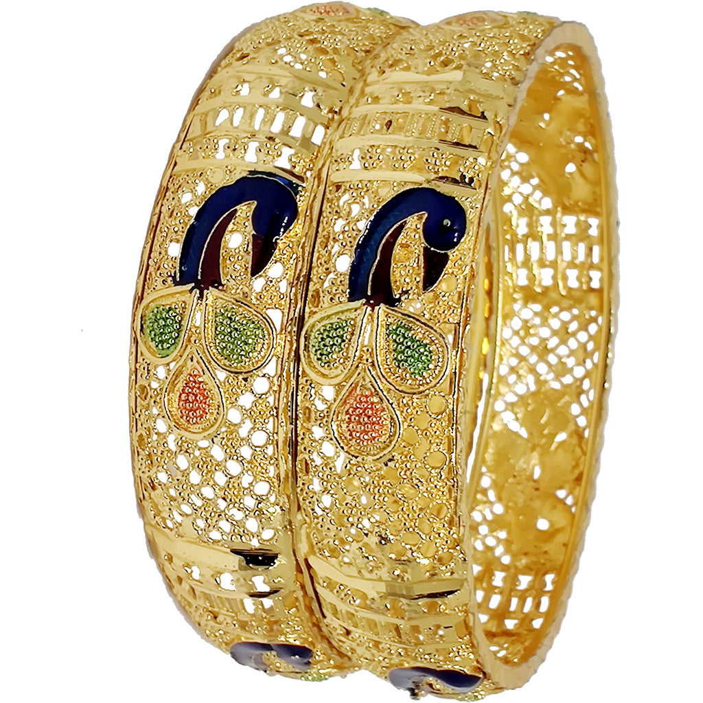 Jewels Kafe Gold Plated Bangle Set of 2 2.8