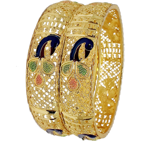 Jewels Kafe Gold Plated Bangle Set of 2 2.8