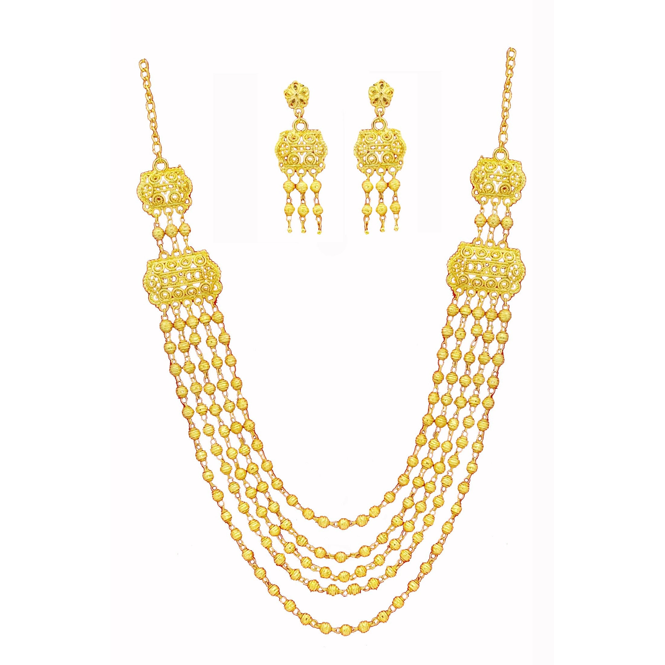 Jewels Kafe One Gram Gold Plated 5 Layer Necklace Set
