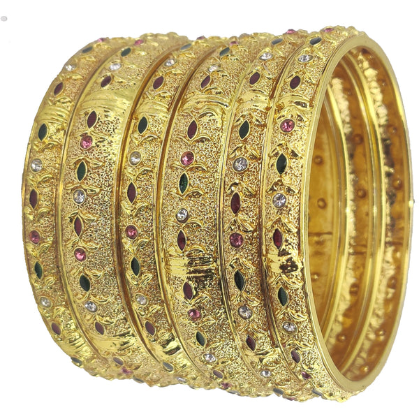 Jewels Kafe One Gram Gold Plated Bangle Set of 6 2.8