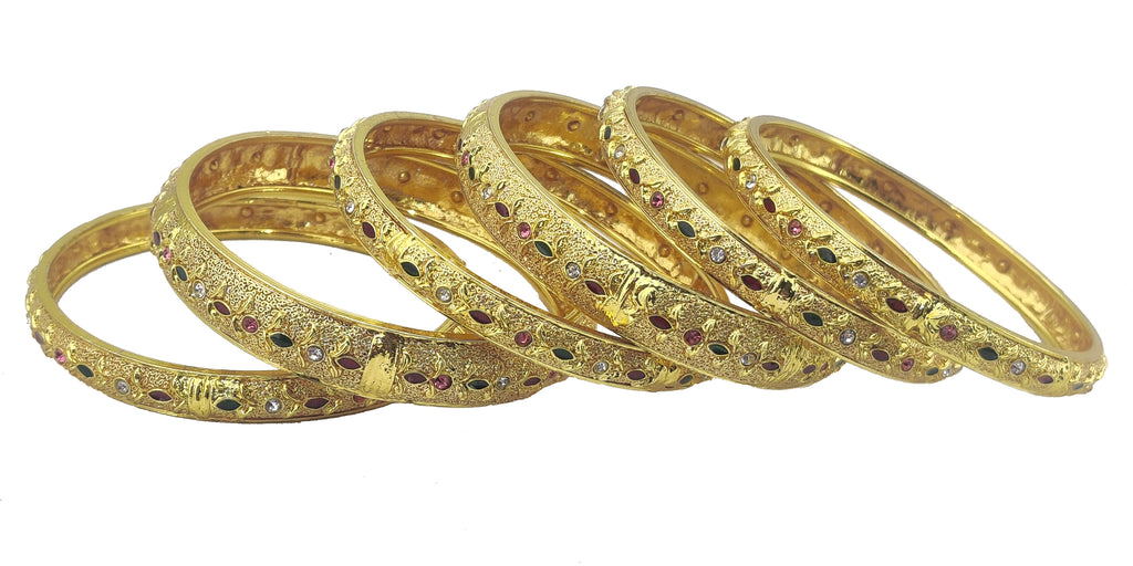 Jewels Kafe One Gram Gold Plated Bangle Set of 6