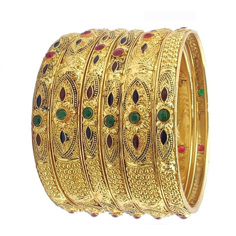 Jewels Kafe One Gram Gold Plated Bangle Set of 6 2.8