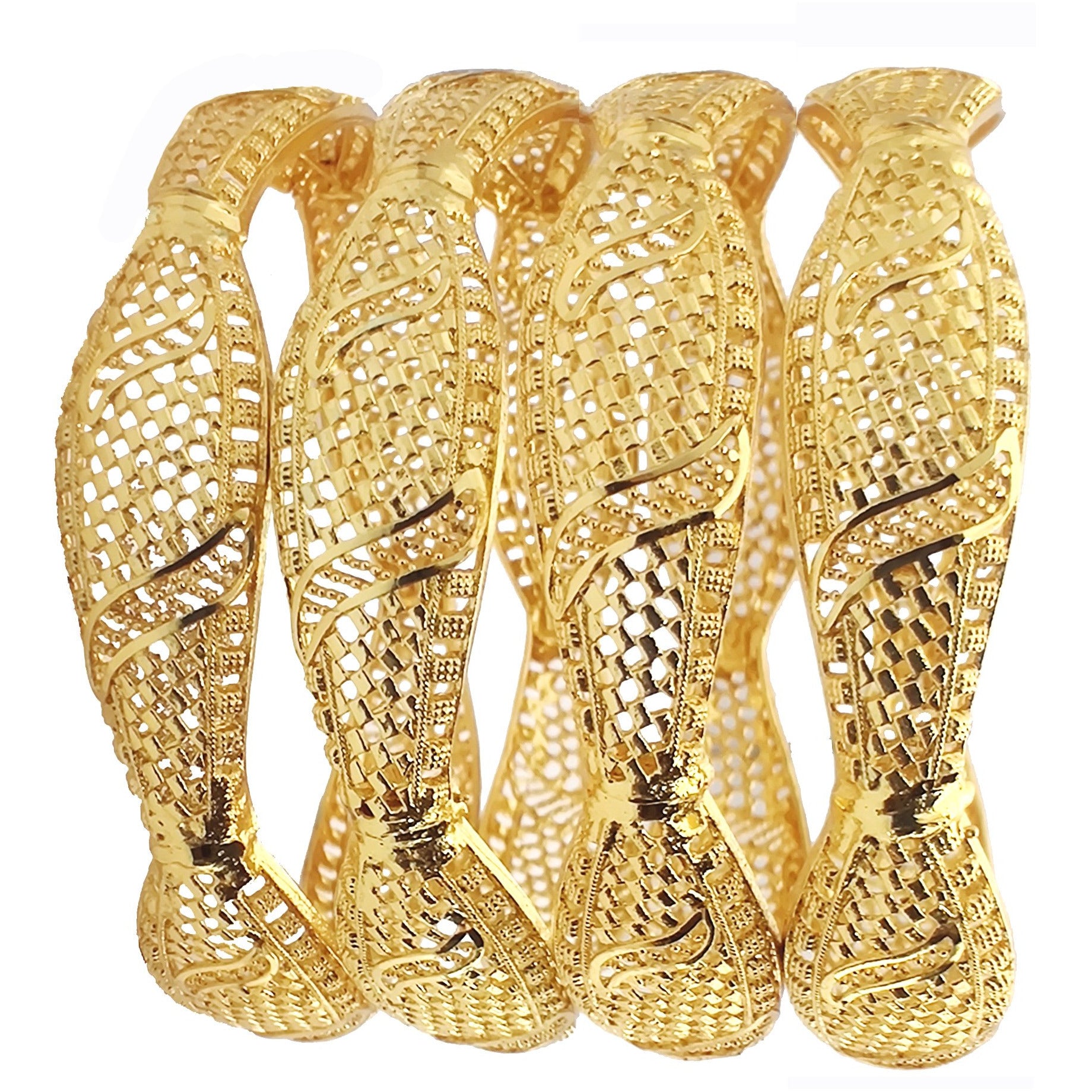Jewels Kafe Gold Plated Bangle Set of 4 2.8