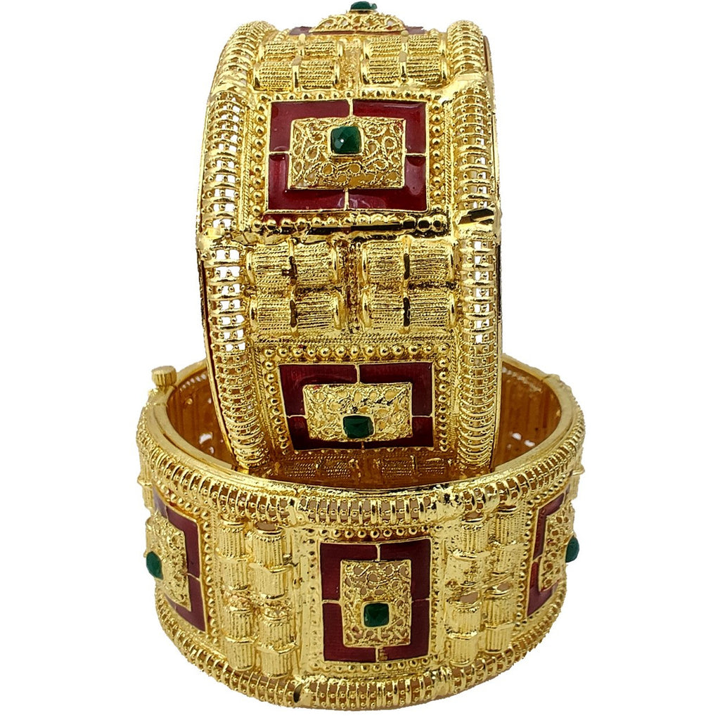 Jewels Kafe One Gram Gold Plated Forming Kada Set of 2 2.8