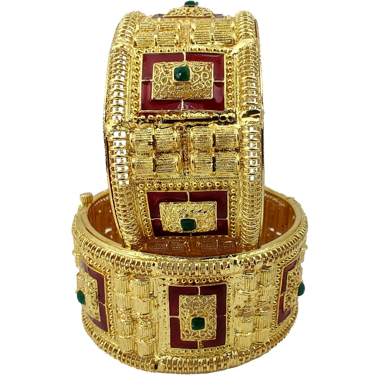 Jewels Kafe One Gram Gold Plated Forming Kada Set of 2 2.8
