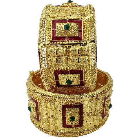 Jewels Kafe One Gram Gold Plated Forming Kada Set of 2 2.8