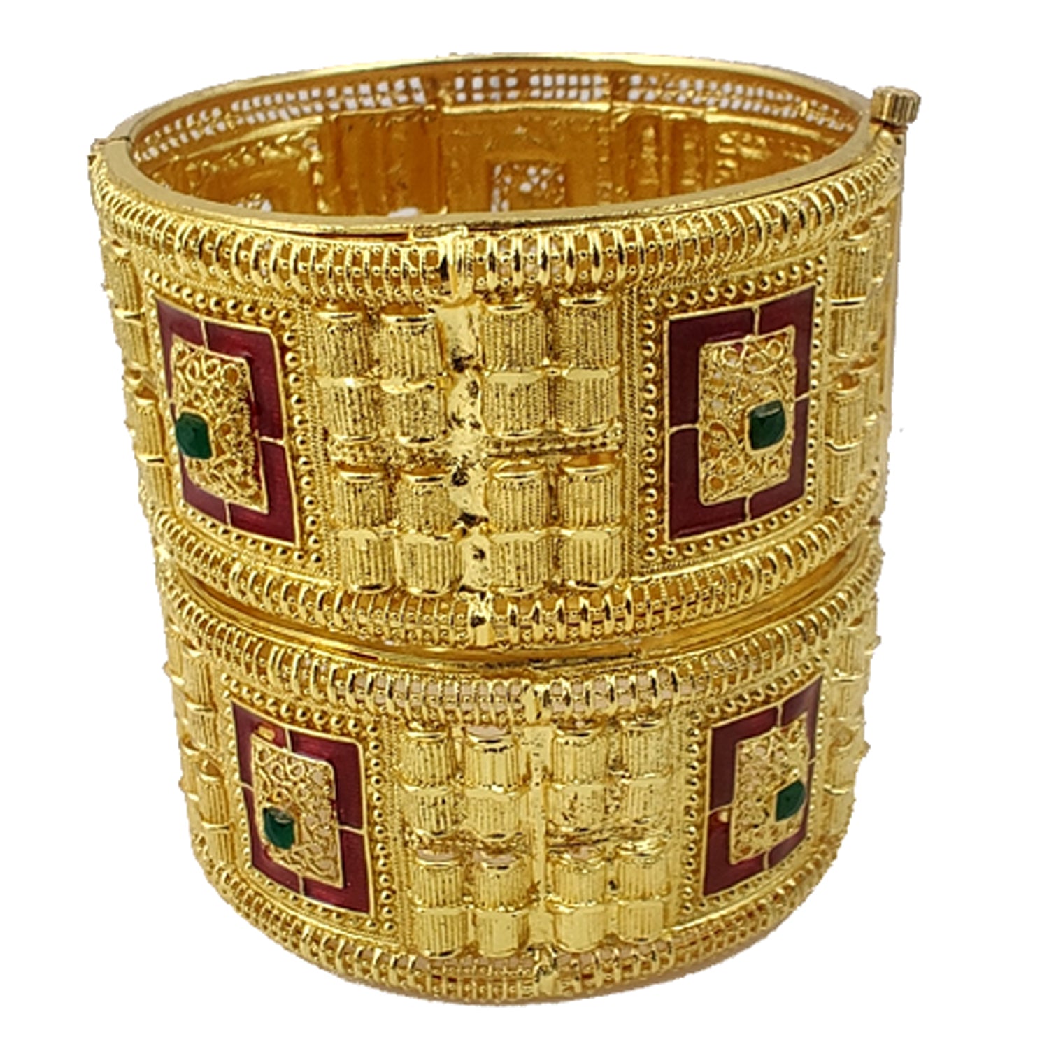 Jewels Kafe One Gram Gold Plated Forming Kada Set of 2