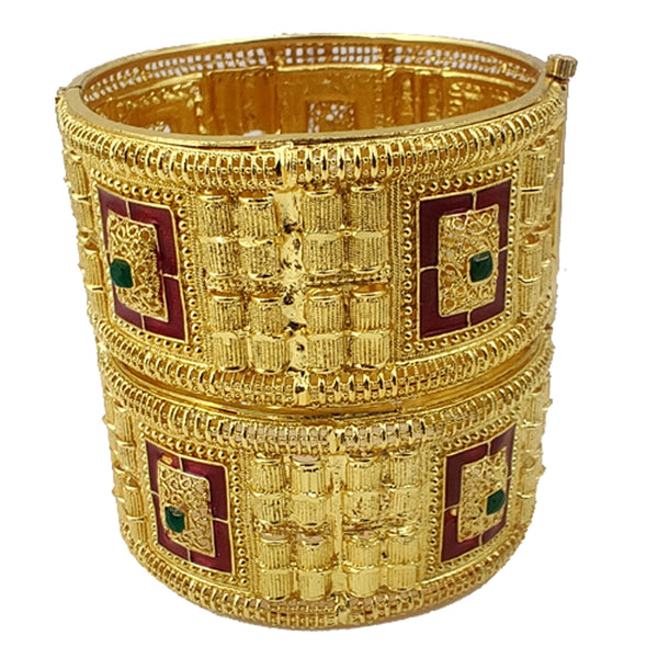 Jewels Kafe One Gram Gold Plated Forming Kada Set of 2
