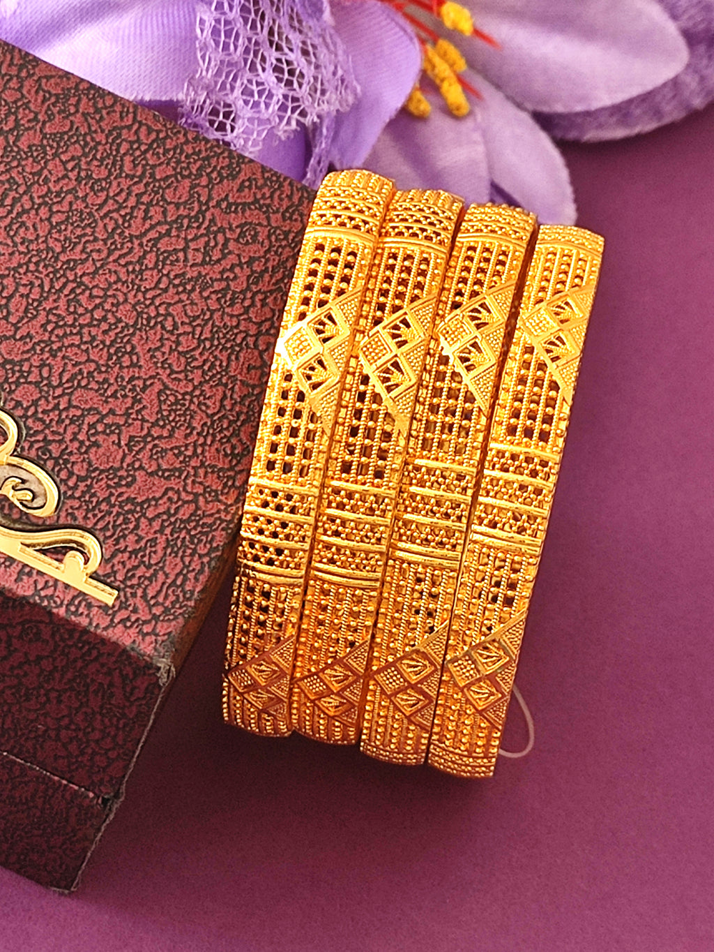 Jewels Kafe Gold Plated Bangle Set (Pack of 4)