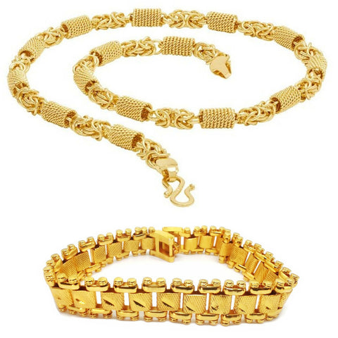 Jewels Kafe Trending Gold Plated Men's Chain & Bracelet Combo Jewels Kafe