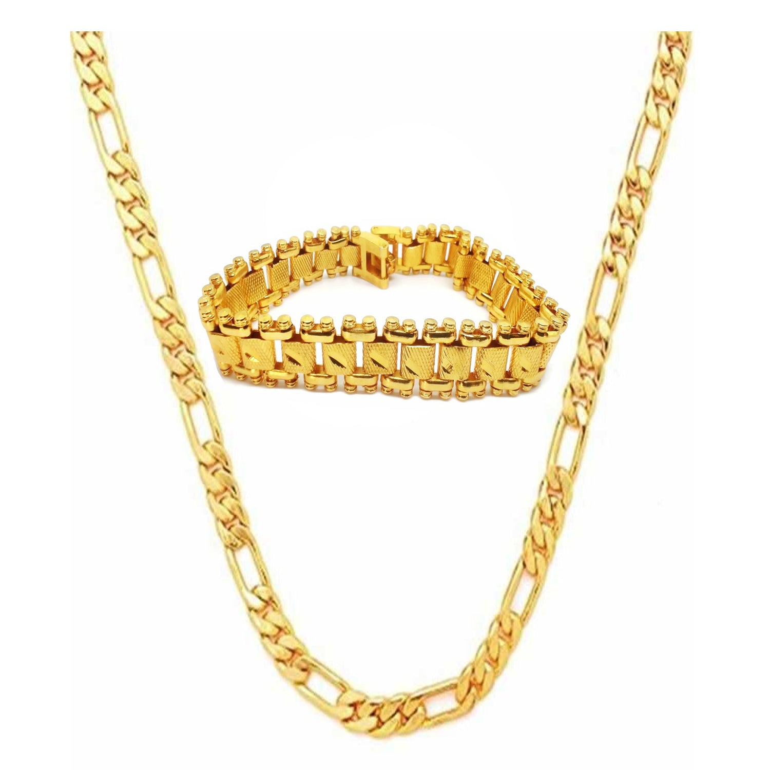 Jewels Kafe Trending Gold Plated Men's Chain & Bracelet Combo