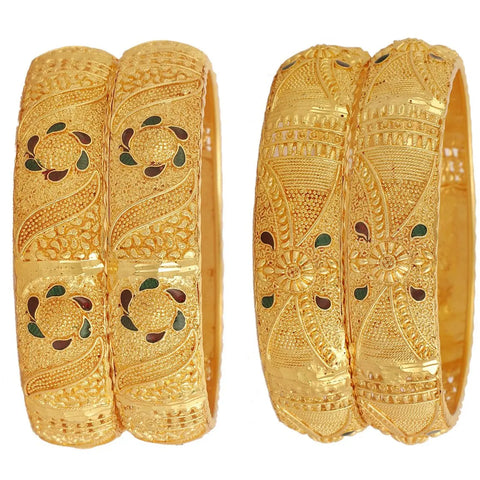 Jewels Kafe Alloy Gold-Plated Bangle Set(Pack of 4) 2.8