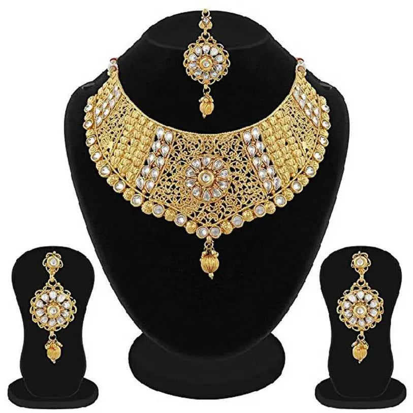 Jewels Kafe Alloy Necklace Set (Gold)