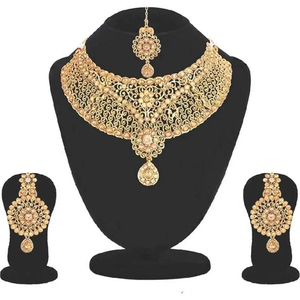 Jewels Kafe Alloy Necklace Set (Gold)