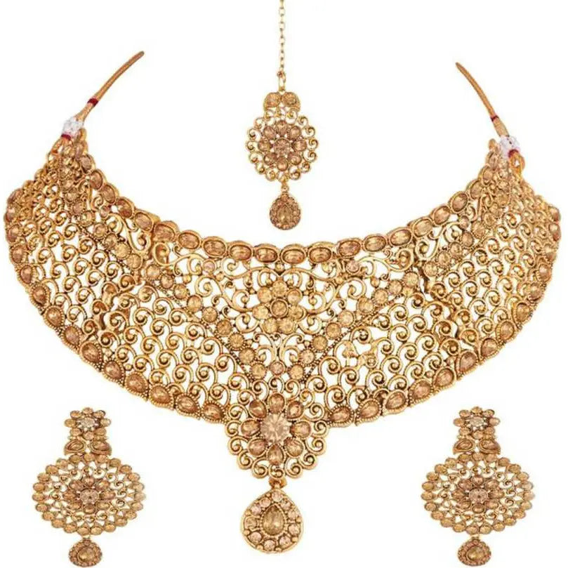 Jewels Kafe Alloy Necklace Set  (Gold) Secondary image