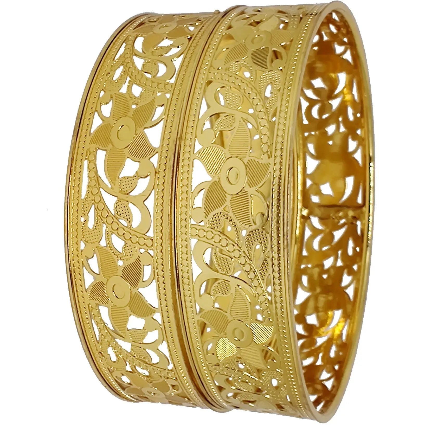 Jewels Kafe Gold Plated Bangle Set of 2 2.8
