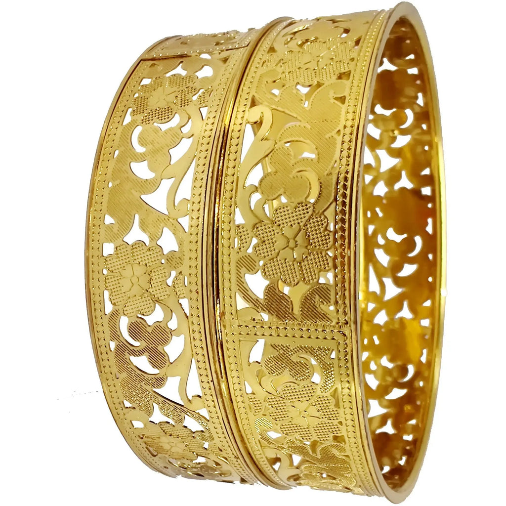 Jewels Kafe Gold Plated Bangle Set of 2 2.8