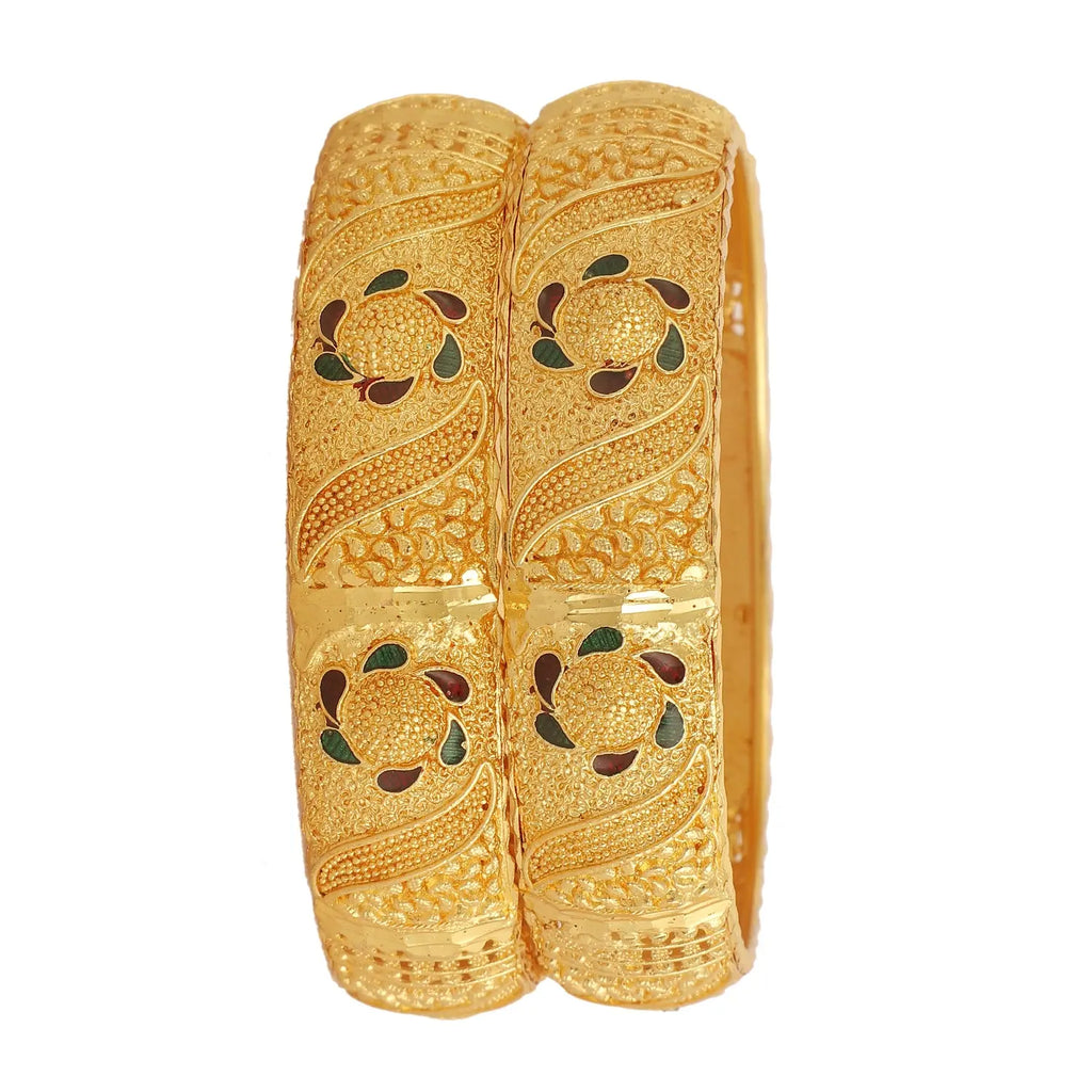 Jewels Kafe Gold Plated Bangle Set of 2 2.8