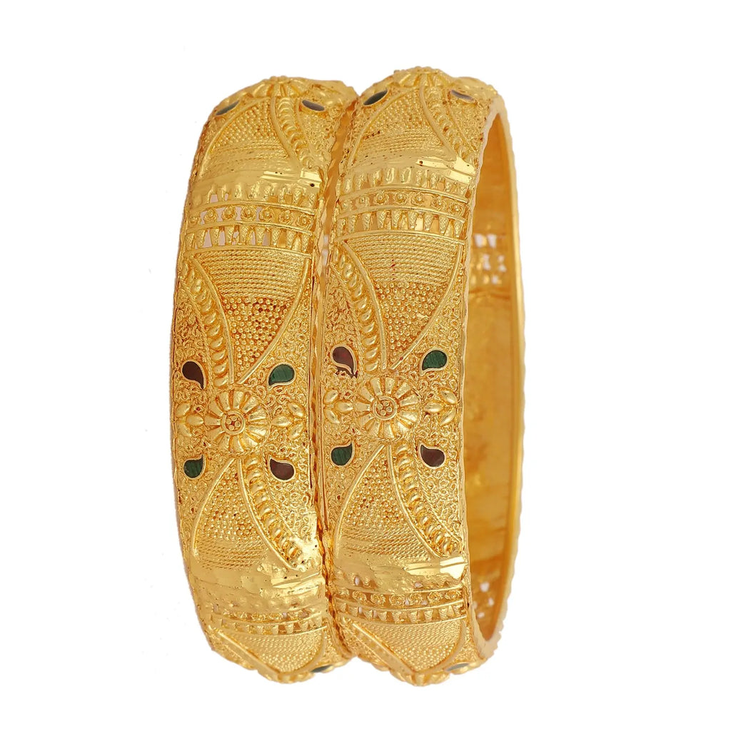 Jewels Kafe Gold Plated Bangle Set of 2 2.8