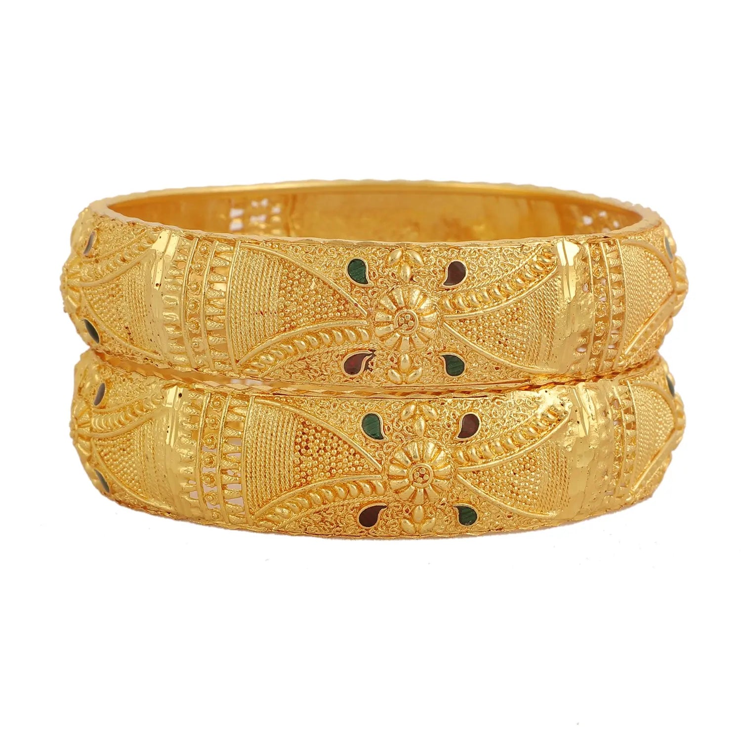Jewels Kafe Gold Plated Bangle Set of 2