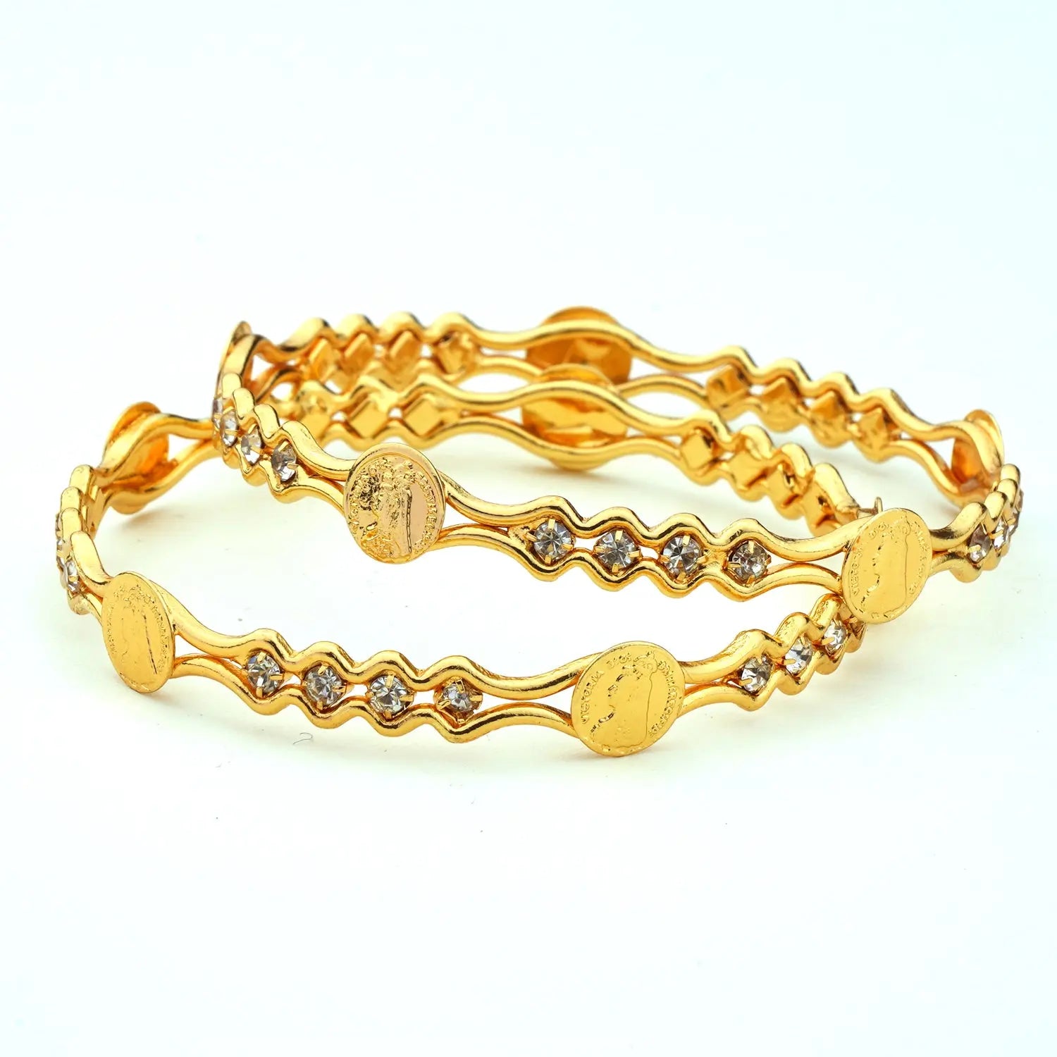 Jewels Kafe Gold Plated Bangle Set of 2 2.8