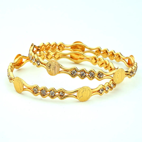 Jewels Kafe Gold Plated Bangle Set of 2 2.8