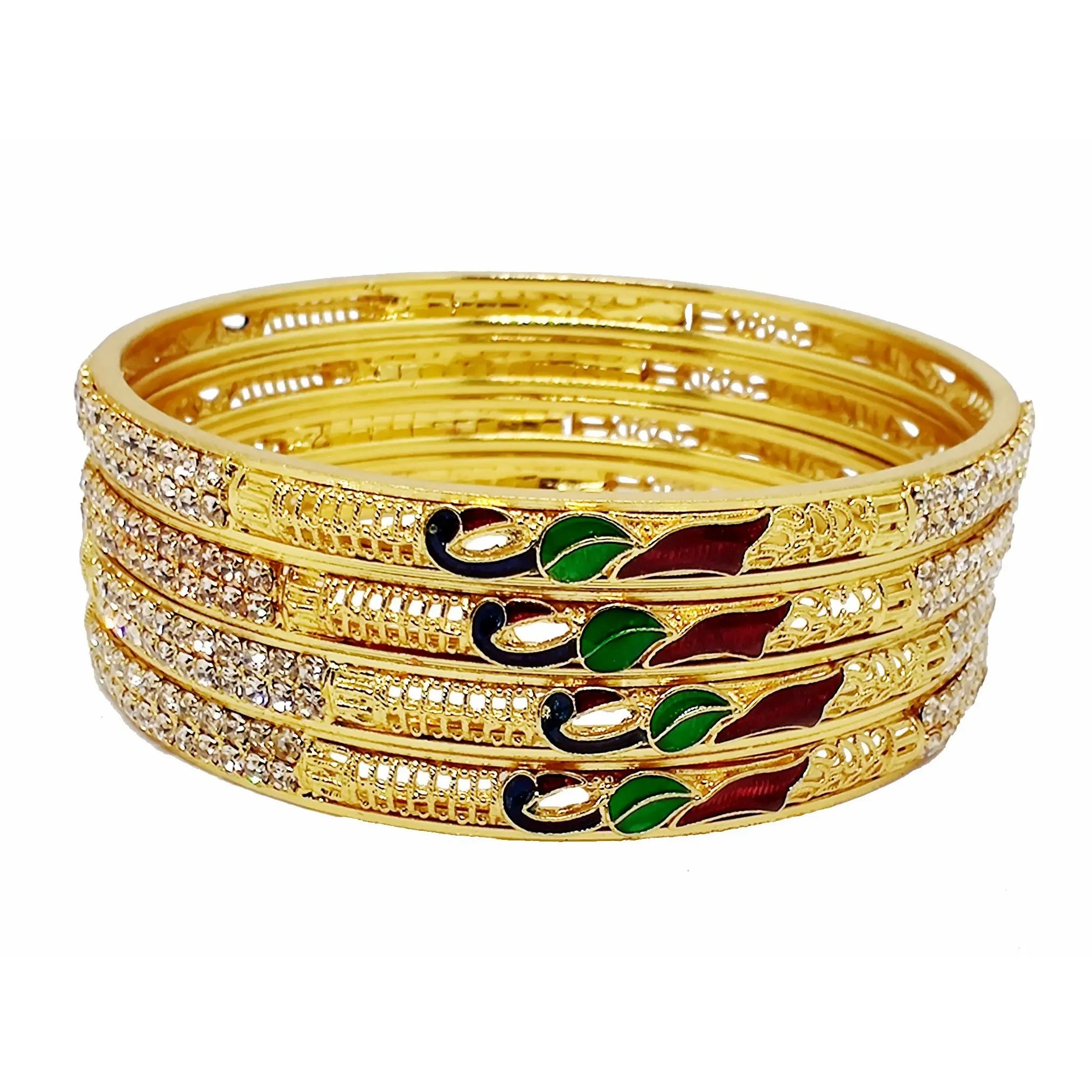 Jewels Kafe Gold Plated Peacock Bangle Set of 4
