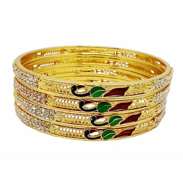 Jewels Kafe Gold Plated Peacock Bangle Set of 4