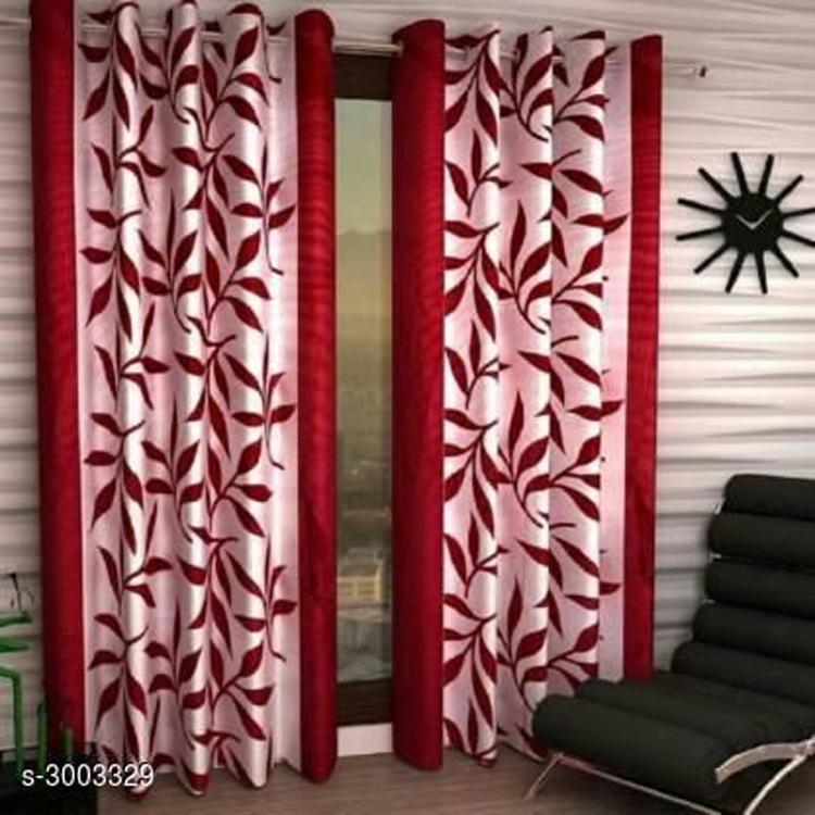 Urbanista 2 Piece Eyelet Polyester Printed Long Door Curtain 7Ft