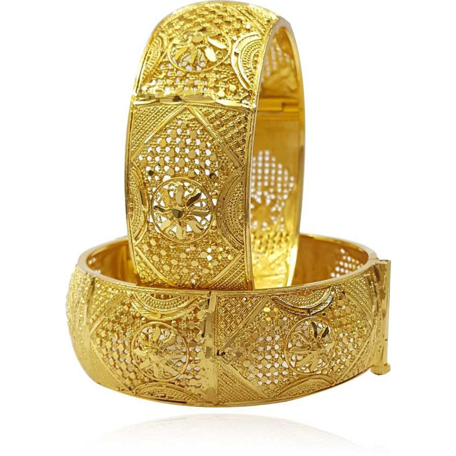 Jewels Kafe One Gram Gold Plated Bangle Set of 2 2.8