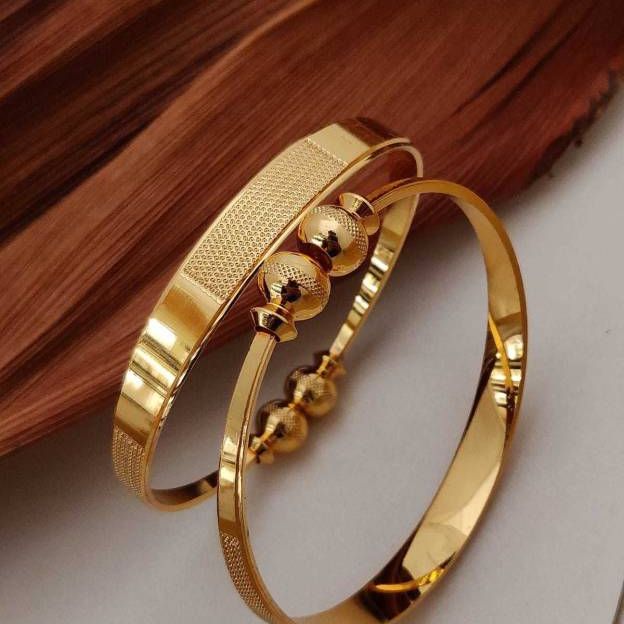 Jewels Kafe One Gram Gold Plated Bangle/Kada Set (Pack of 2)