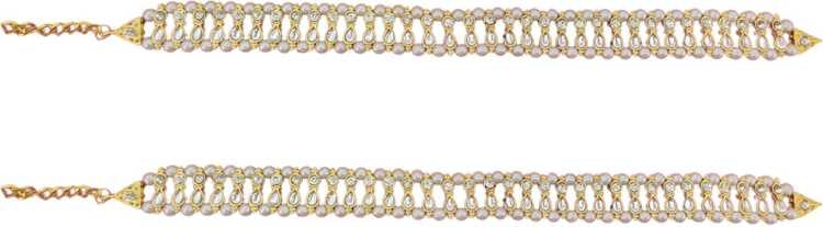 Jewels Kafe Antique Golden Kundan Anklets For Women Main image