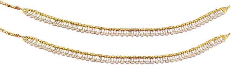 Jewels Kafe Antique Golden Kundan Anklets For Women Main image