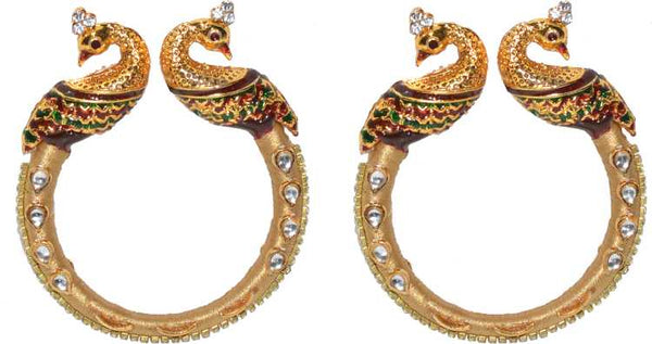 Jewels Kafe Antique Gold Plated Traditional Meenakari Pearl Bangles/Kada for Women/Girls.